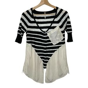 Free People Stripe Linen Silk Blend Flowy Tunic Women's Size XS